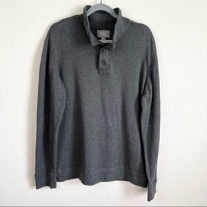 Roots 73 Athletic Polo Henley Thermal Shirt Men's Medium Long Sleeve Gray